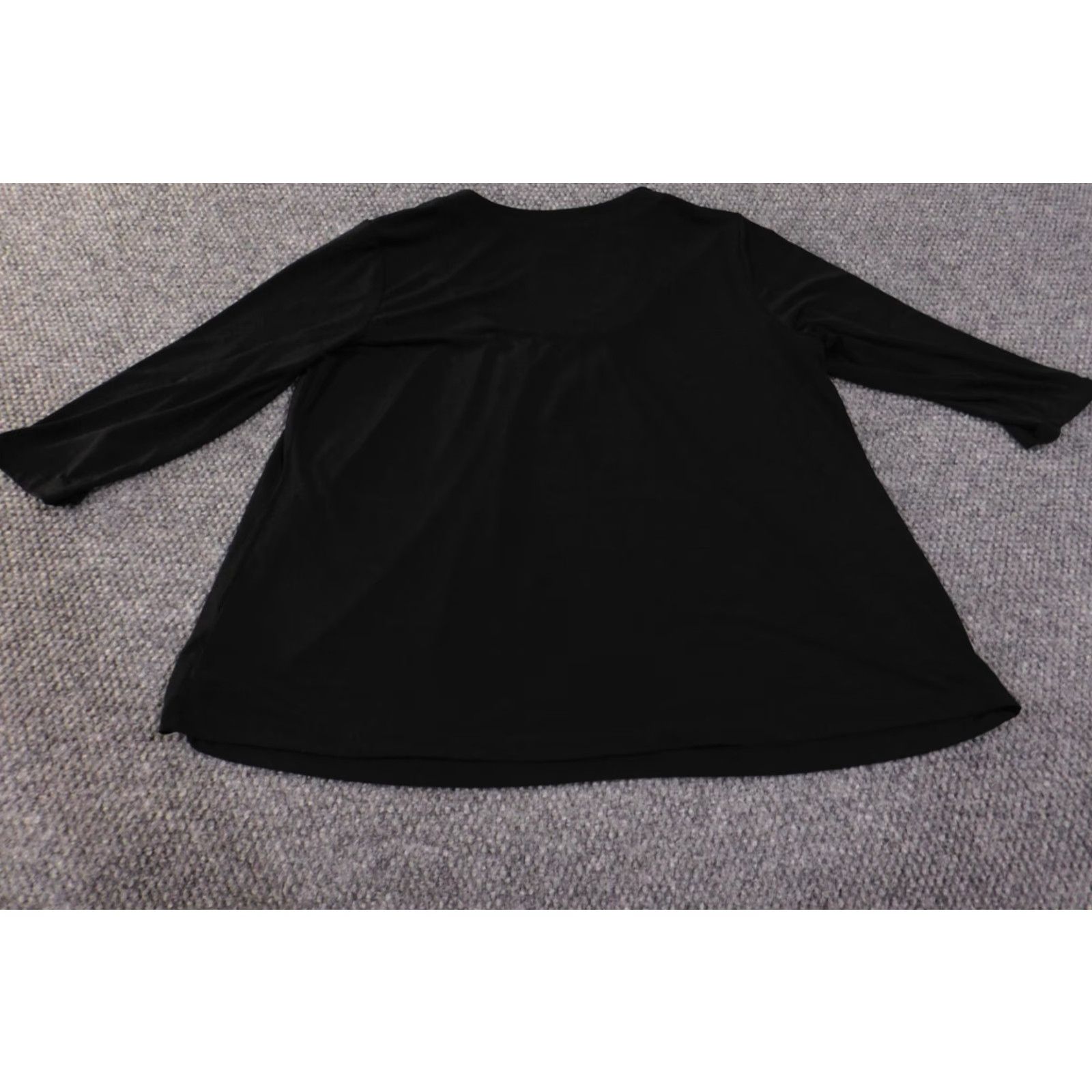 Vintage Susan Graver Blouse Shirt Womens L Black V-Neck Knit Polyester Spandex Casual Stretch Pullover Regular Basic Size L / US 10 / IT 46 - 6 Thumbnail