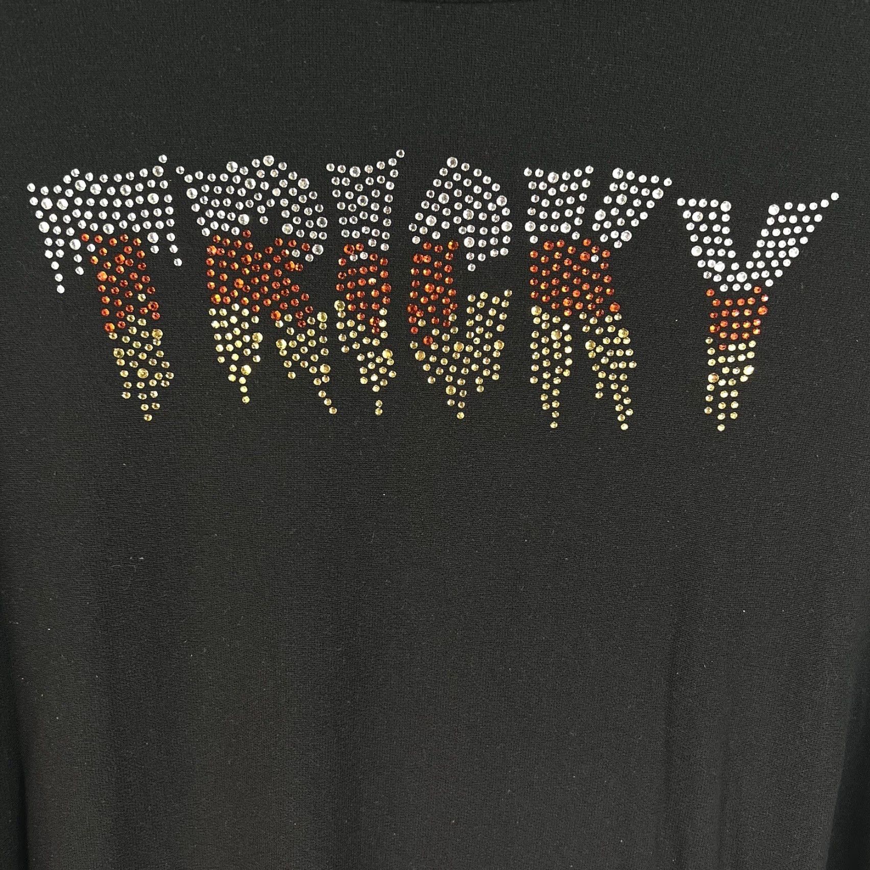 Vintage French Laundry Tricky Sequence Soft Sweater Top Women's 1X Black Sequin Studded Round Neck Long Sleeve Pullover Casual Party/Cocktail Halloween Size XL / US 12-14 / IT 48-50 - 3 Thumbnail