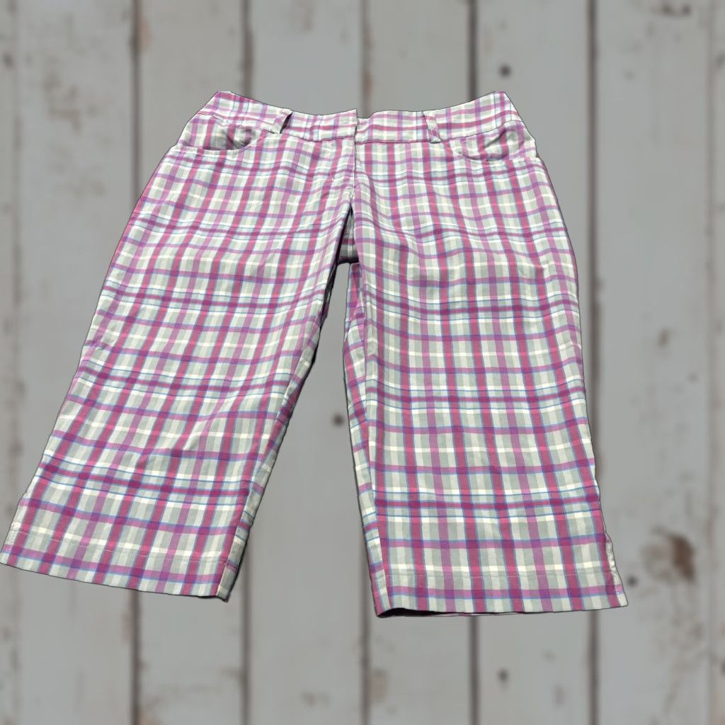 Adidas Adidas Womens Golf Shorts 6 Pink Purple Gray Plaid Climalite Casual Athletic Spring Summer Size 28" / US 6 / IT 42 - 1 Thumbnail