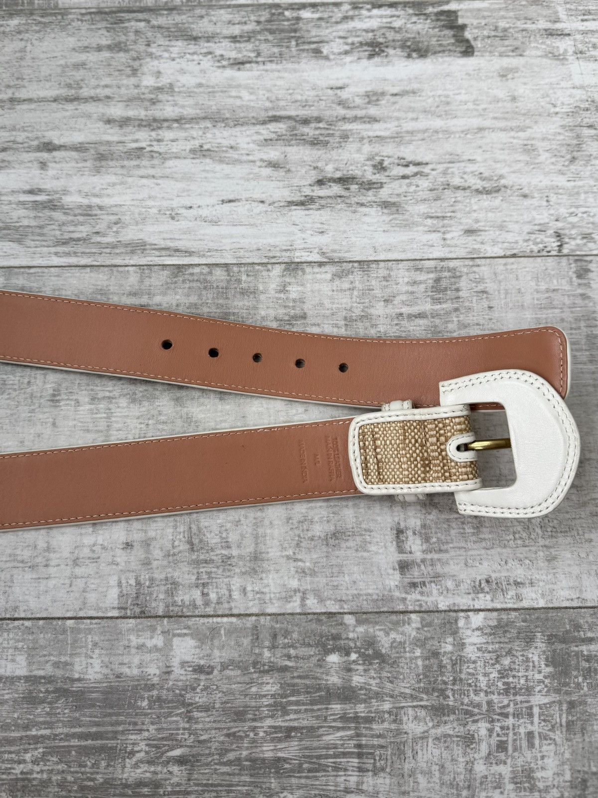Zimmermann Zimmermann postcard leather trimmed woven raffia waist belt Size ONE SIZE - 8 Thumbnail