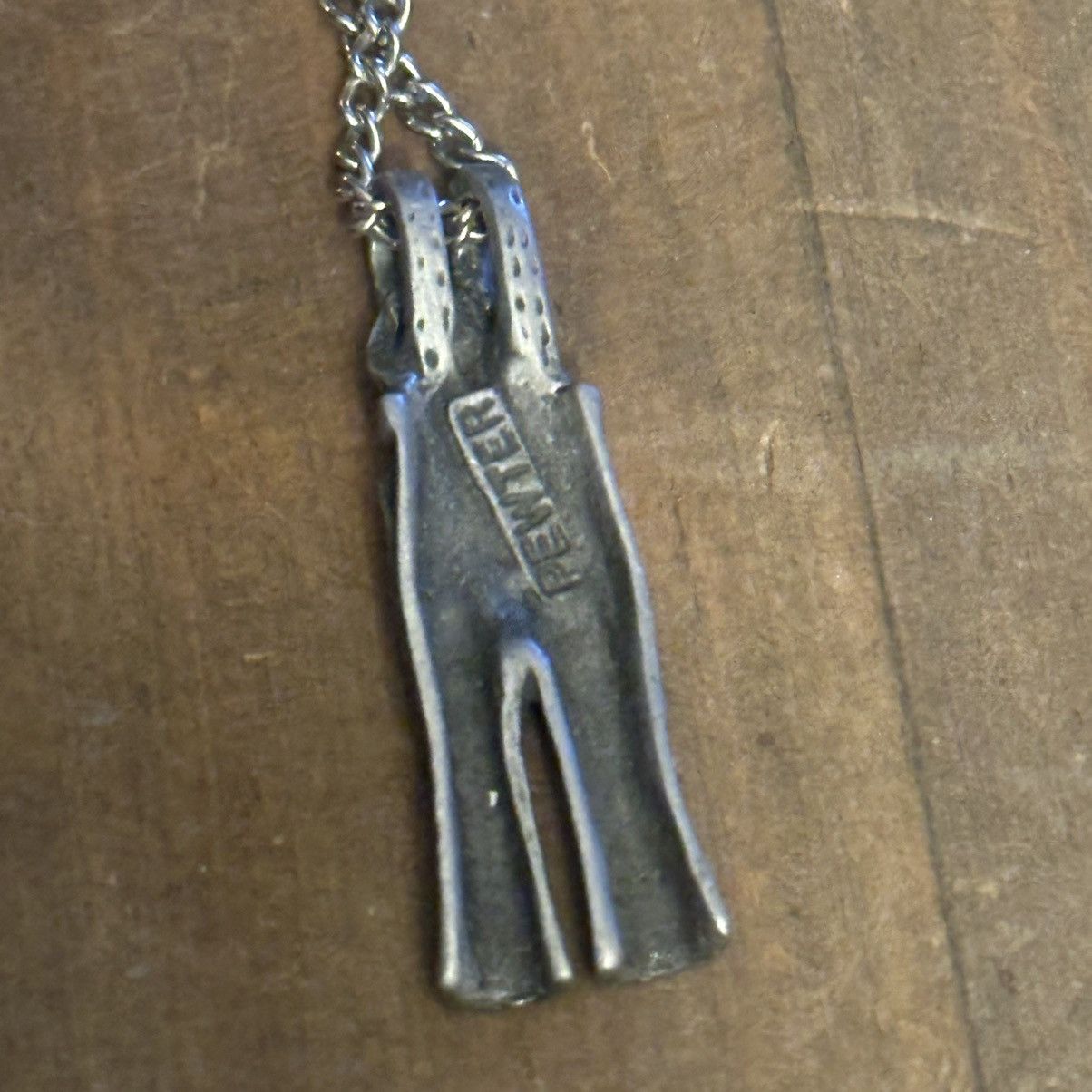 Vintage Vintage pewter overalls pendant necklace Size ONE SIZE - 4 Thumbnail