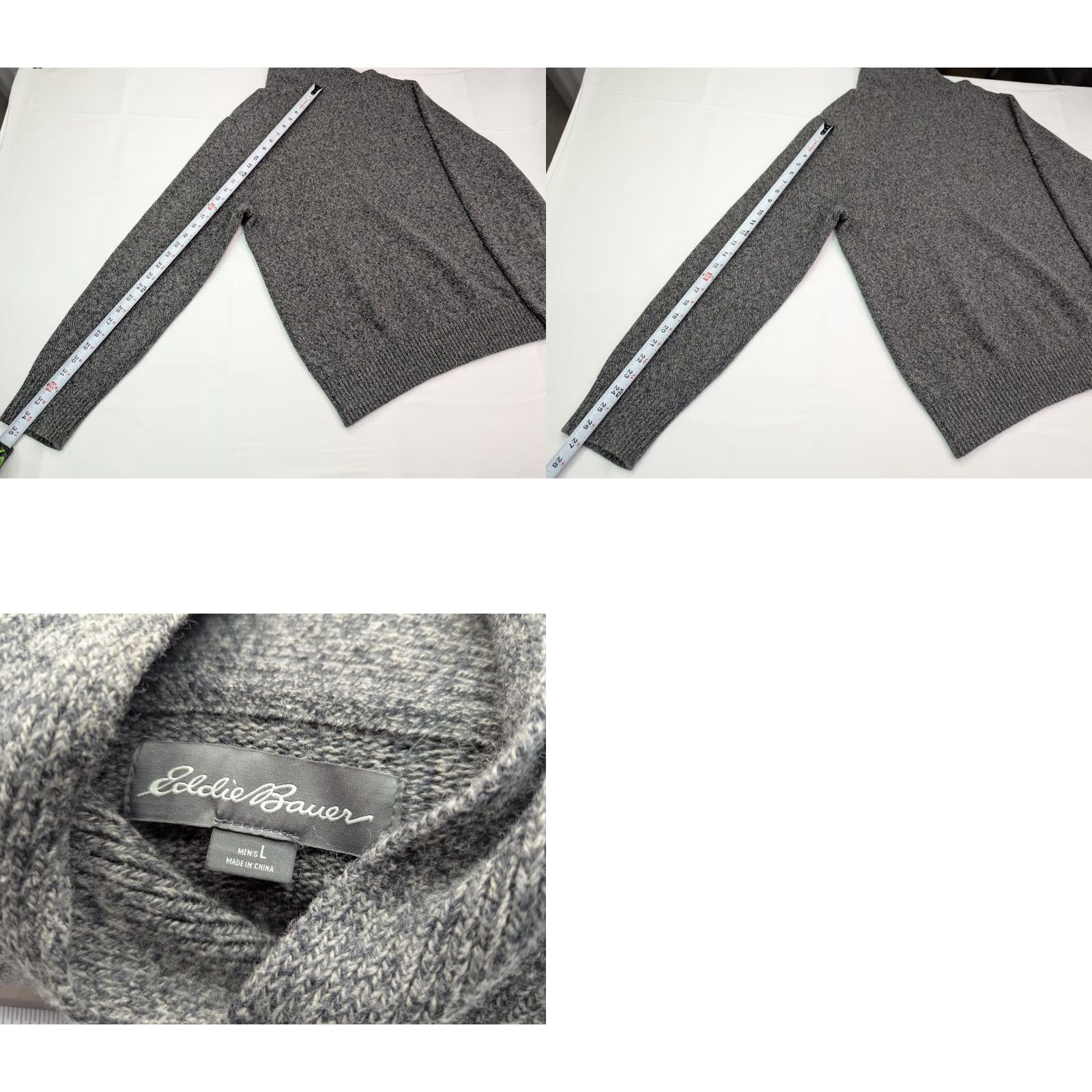Eddie Bauer VINTAGE Eddie Bauer Sweater L Gray Cotton Merino Wool Blend Pullover Shawl Neck Men Size US L / EU 52-54 / 3 - 9 Thumbnail