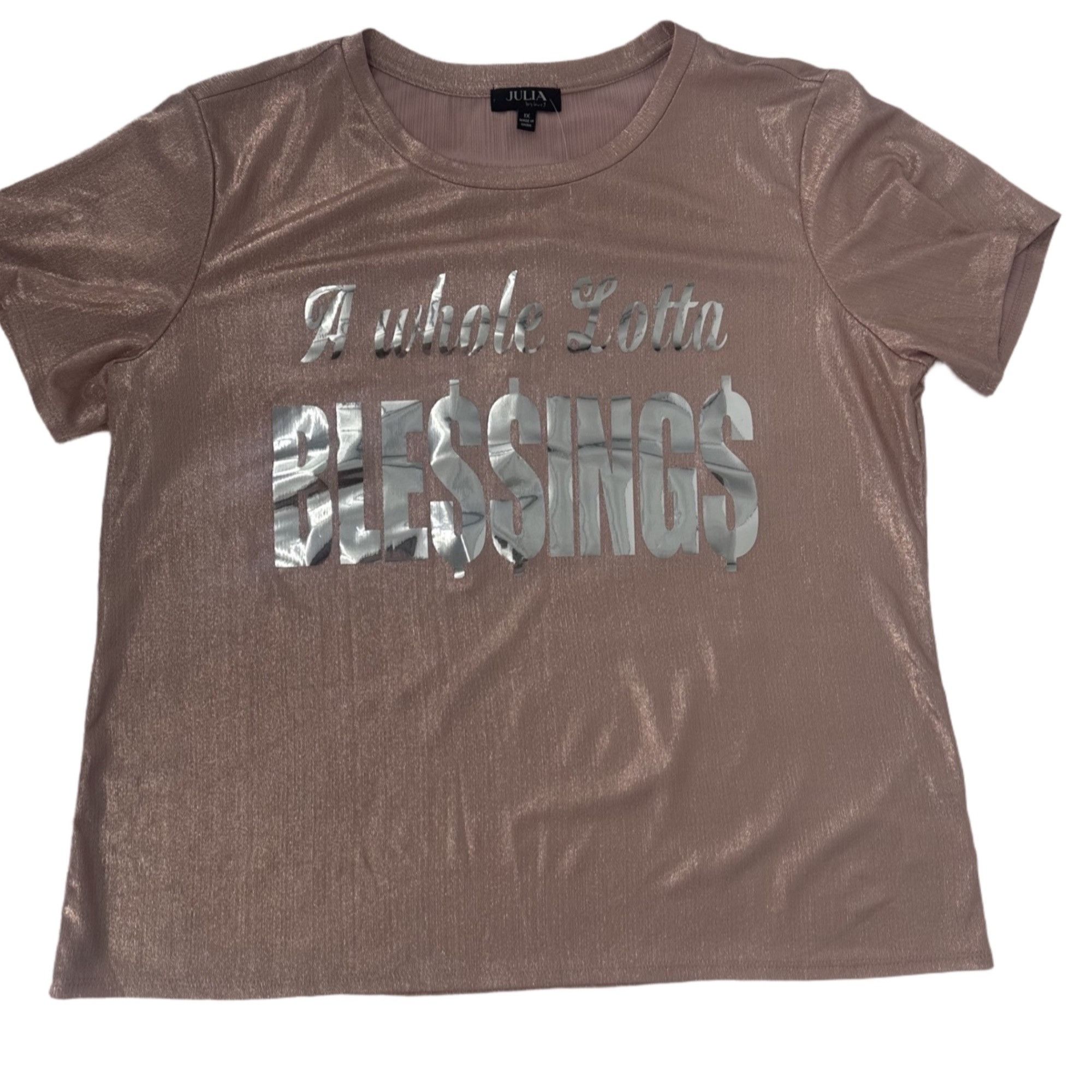 Other NWT Metallic Shimmer Tee A WHOLE LOTTA BLE$$INGS Dusty Rose Size XL / US 12-14 / IT 48-50 - 4 Thumbnail