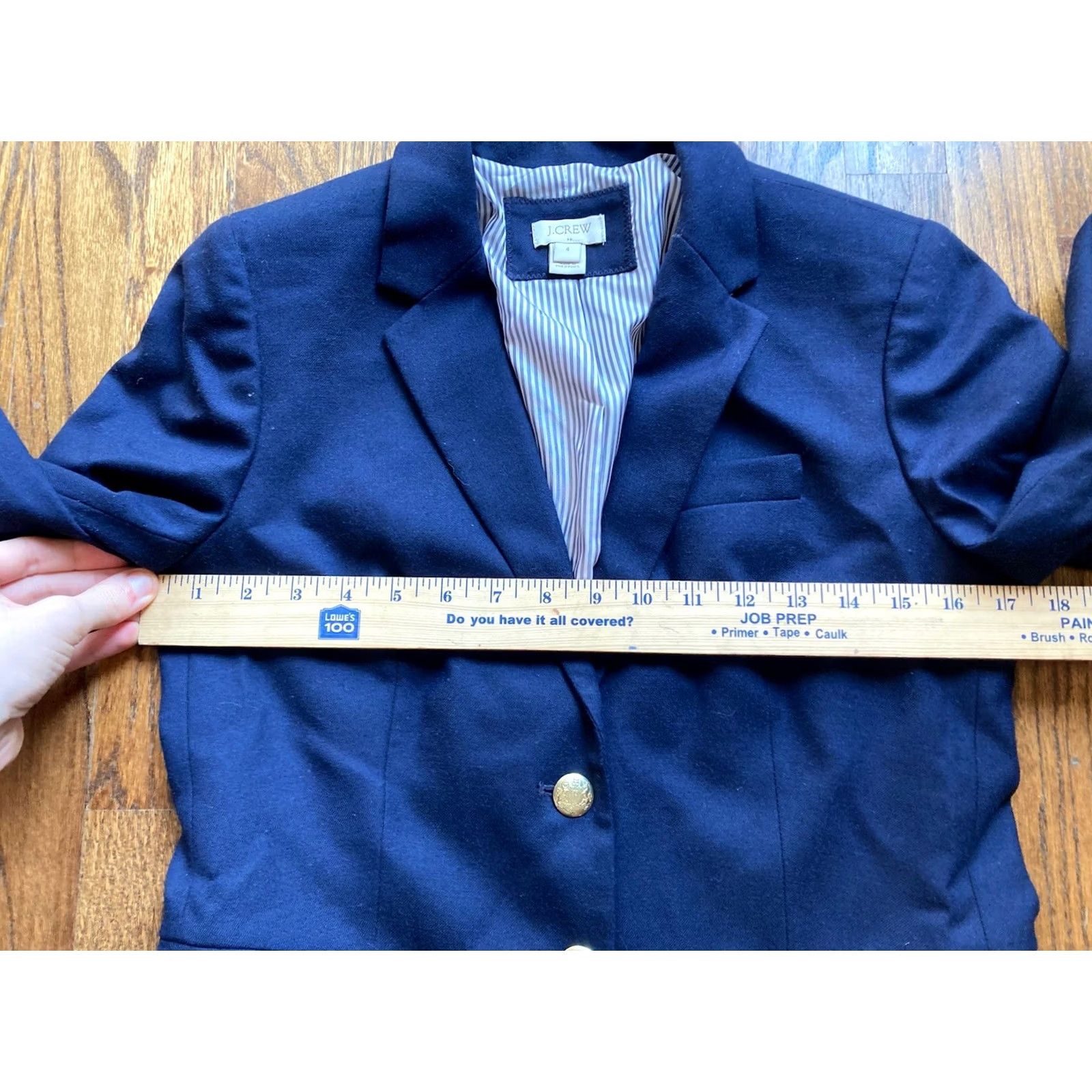 J.Crew J. Crew Blazer Women Size 4 Wool Blend Navy Blue Gold Button Jacket Size S / US 4 / IT 40 - 6 Thumbnail