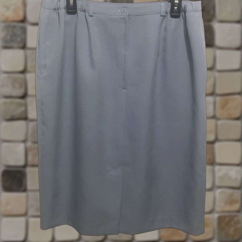 Vintage Liz Baker Skirt Women's 18 Straight Knee Length Blue Pockets Office Career Preppy 36"W Size 40" / US 18 - 1 Thumbnail