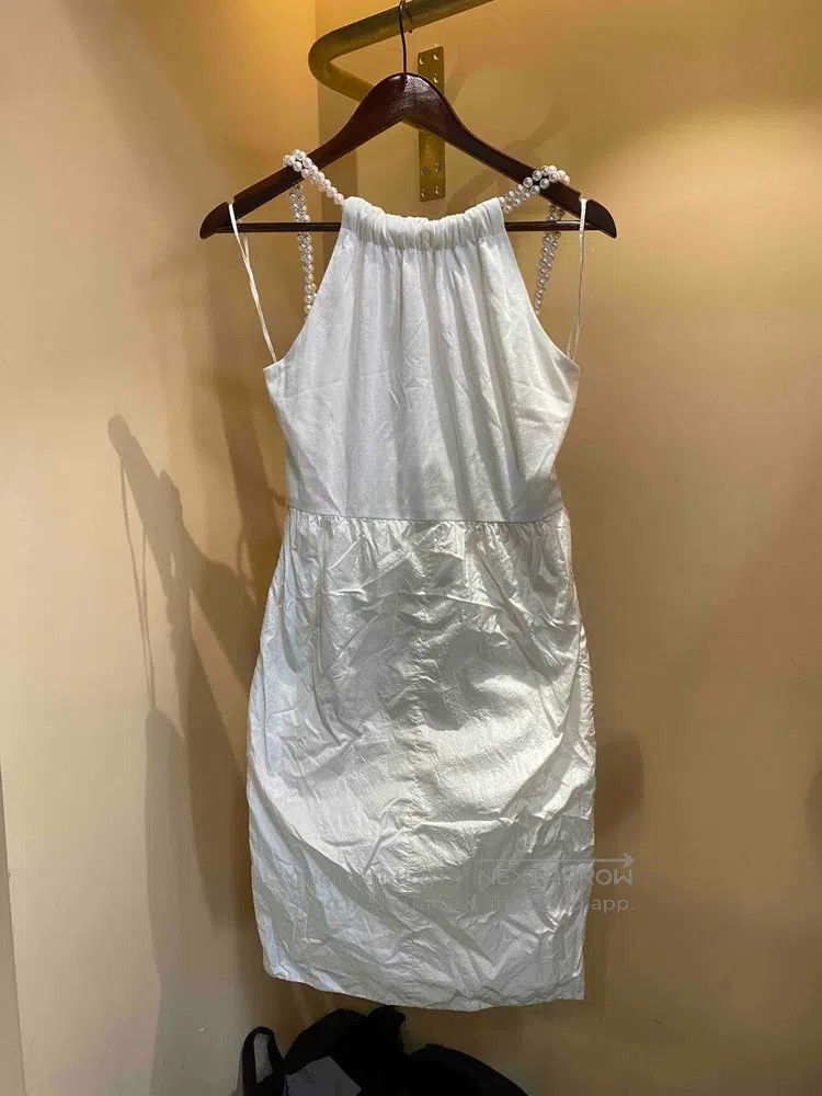 Chanel Chanel White Moonlight Pearl Hanging Neck Satin Dress Size XXS / US 00 / IT 34 - 1 Thumbnail
