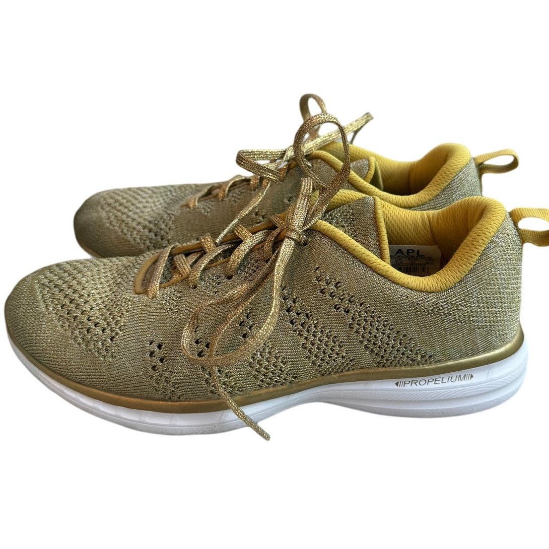Athletic Propulsion Labs APL: Athletic Propulsion Labs Techloom 24k Pro Gold Sneakers Size US 10 / IT 40 - 3 Thumbnail