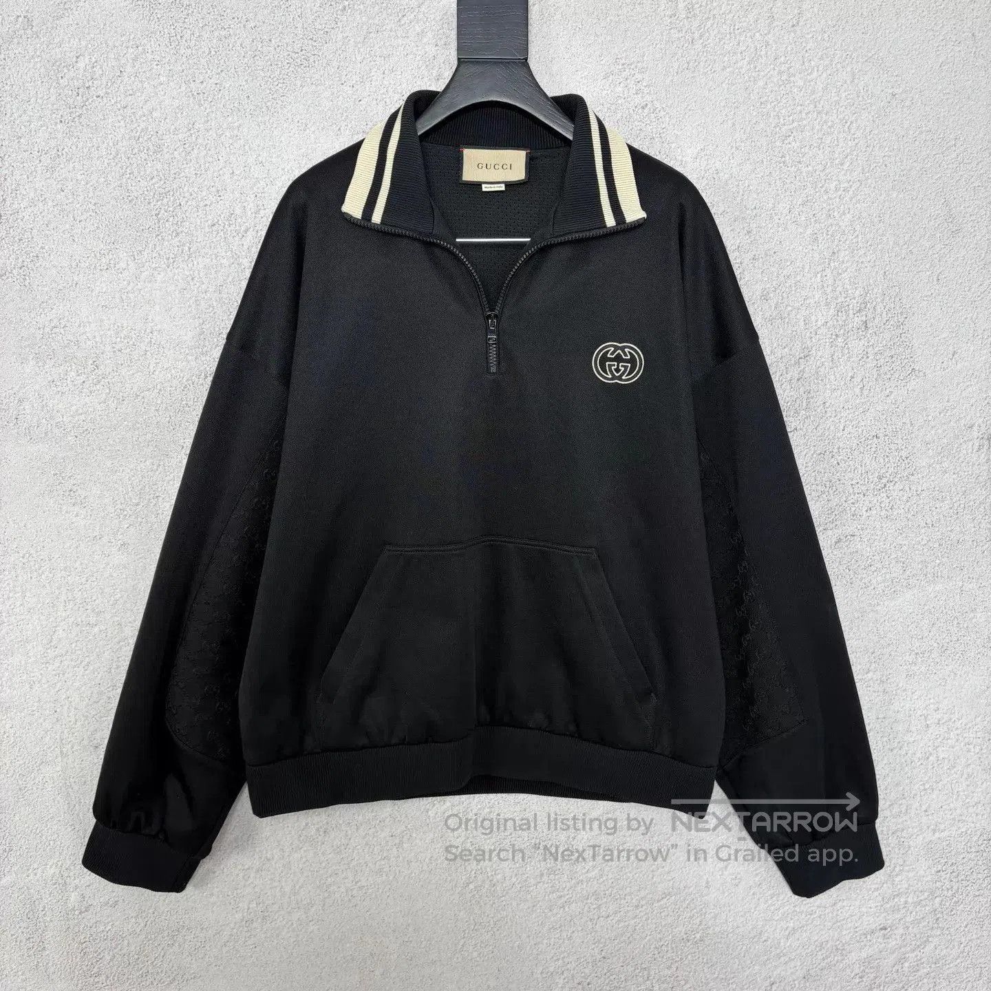 Gucci Black Half-Zip Collar Sweatshirt with Logo. Size US XL / EU 56 / 4 - 1 Thumbnail