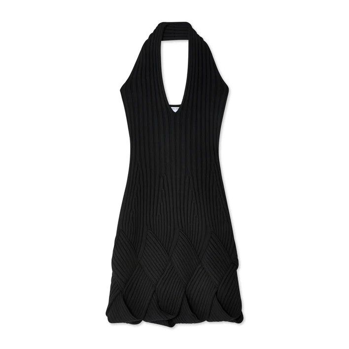 image of Bottega Veneta O1Loc1C0424 725637 Intreccio Wool Dress In Black, Women's (Size Medium)