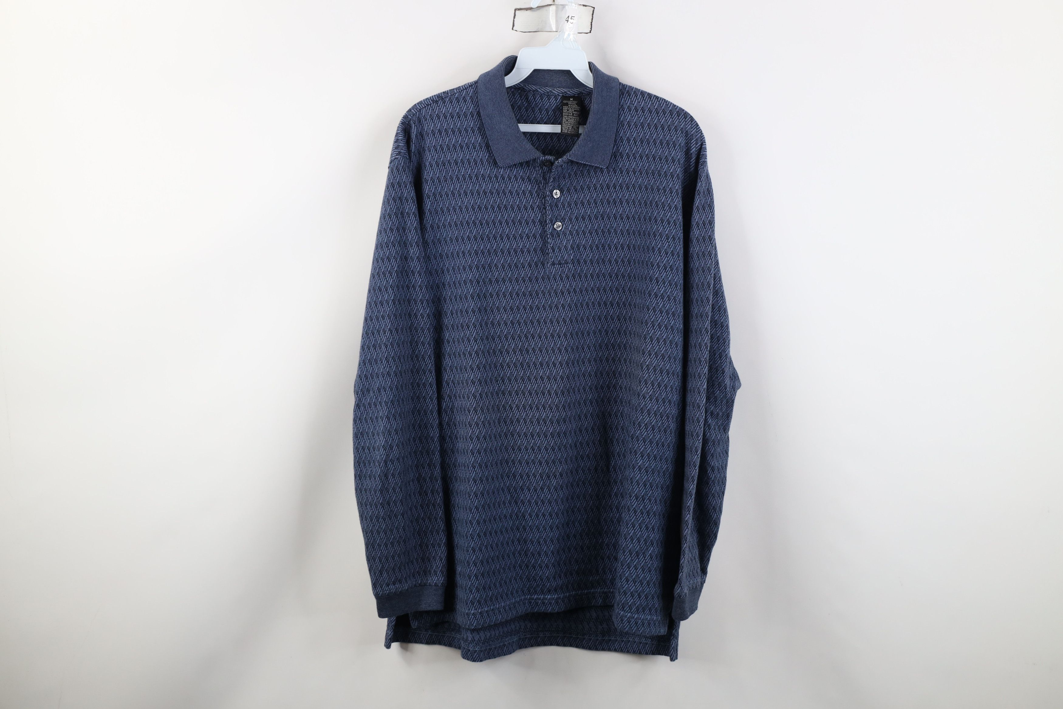 Vintage Vintage 90s Streetwear Collared Long Sleeve Polo Blue USA Size US M / EU 48-50 / 2 - 1 Thumbnail