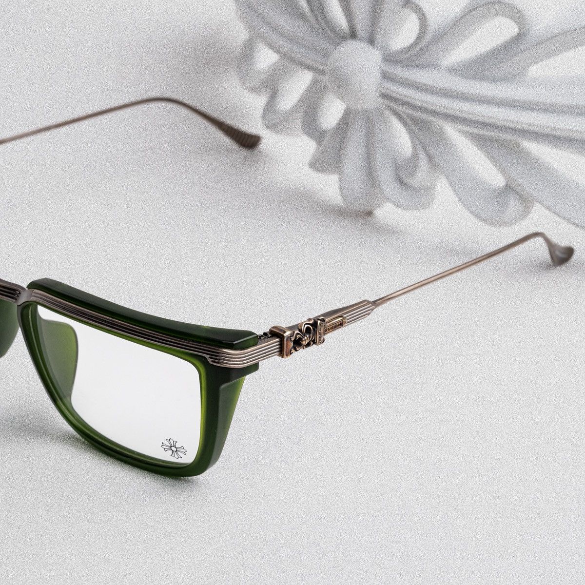 Chrome Hearts CHROME HEARTS TRYDIXAGAIN DARK OLIVE/ANTIQUE SILVER GLASSES Size ONE SIZE - 3 Thumbnail