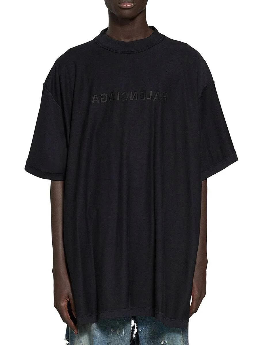 Balenciaga o1in1g0324 Mirror Balenciaga T-Shirt Oversized in Black Size US M / EU 48-50 / 2 - 4 Thumbnail