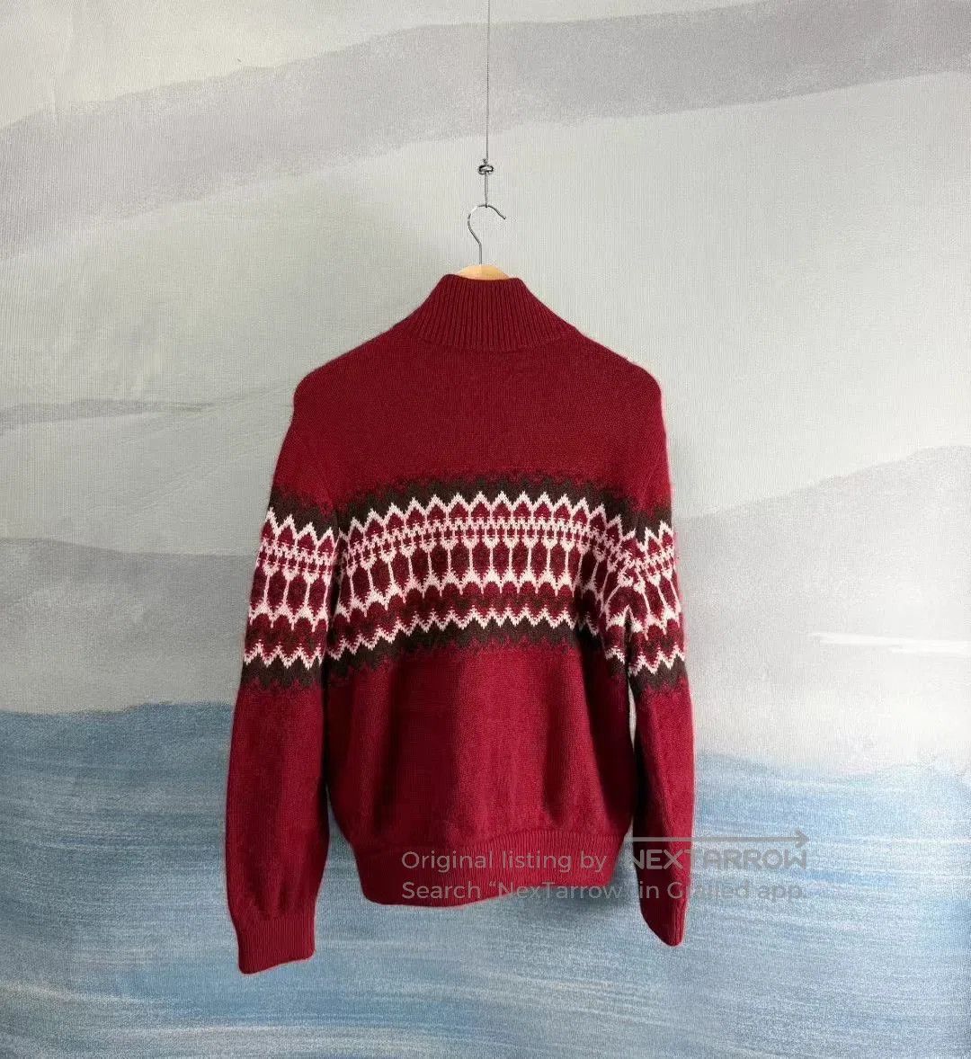 Loro Piana Loro Piana Red Fair Isle Cashmere Zip Jacket. Size US M / EU 48-50 / 2 - 2 Thumbnail