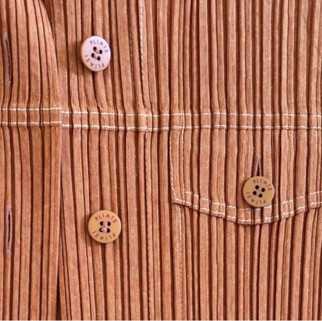 Issey Miyake Pleats Please Issey Miyake Pleated Cardigan Jacket Rust Size M / US 6-8 / IT 42-44 - 5 Thumbnail