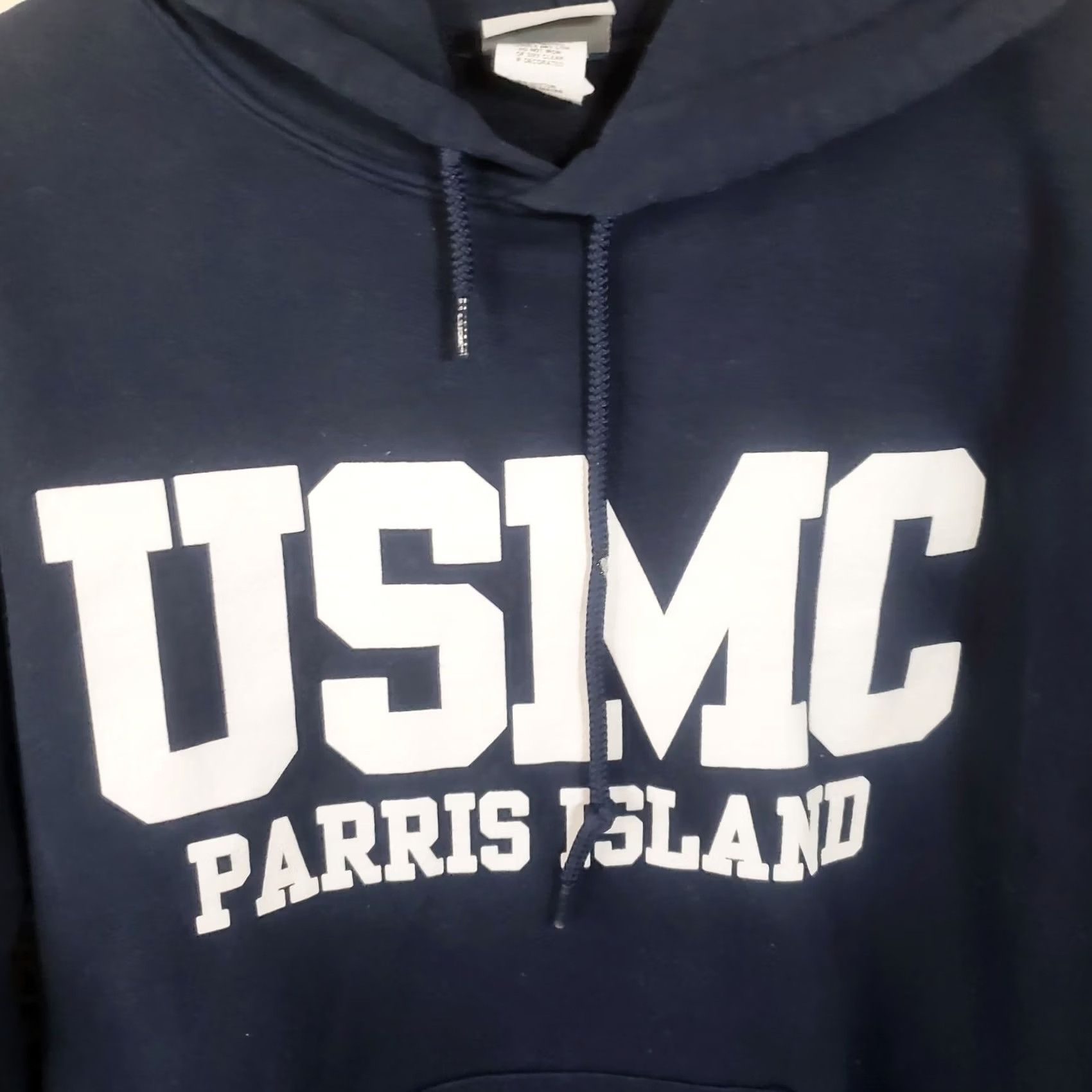 Vintage USMC Hoodie Men's S Navy Blue Parris Island Drawstring Front Pockets Size US S / EU 44-46 / 1 - 3 Thumbnail