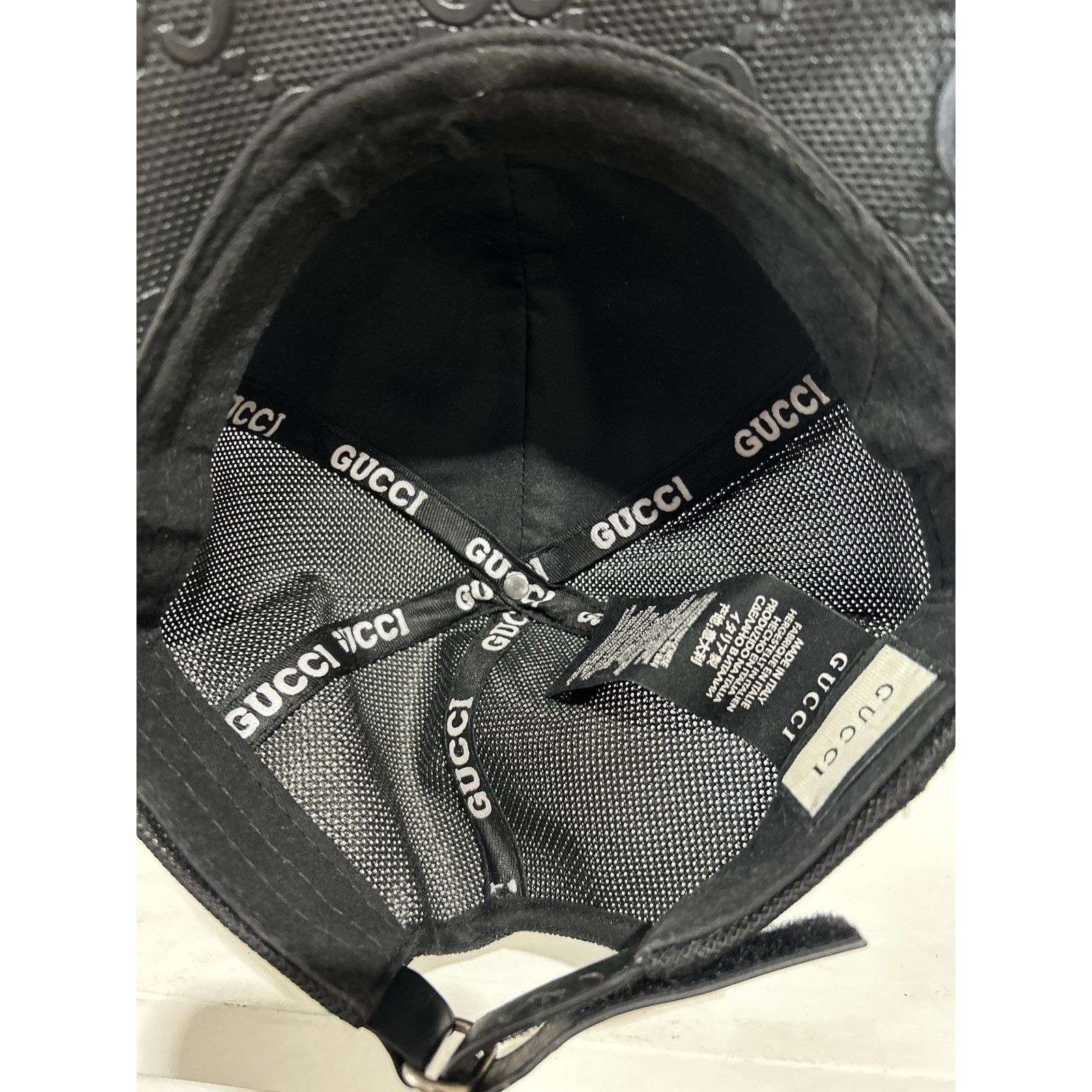 Gucci GUCCI GG MONOGRAM LEATHER EMBOSSED CAP BLACK PREOWNED Size ONE SIZE - 5 Thumbnail