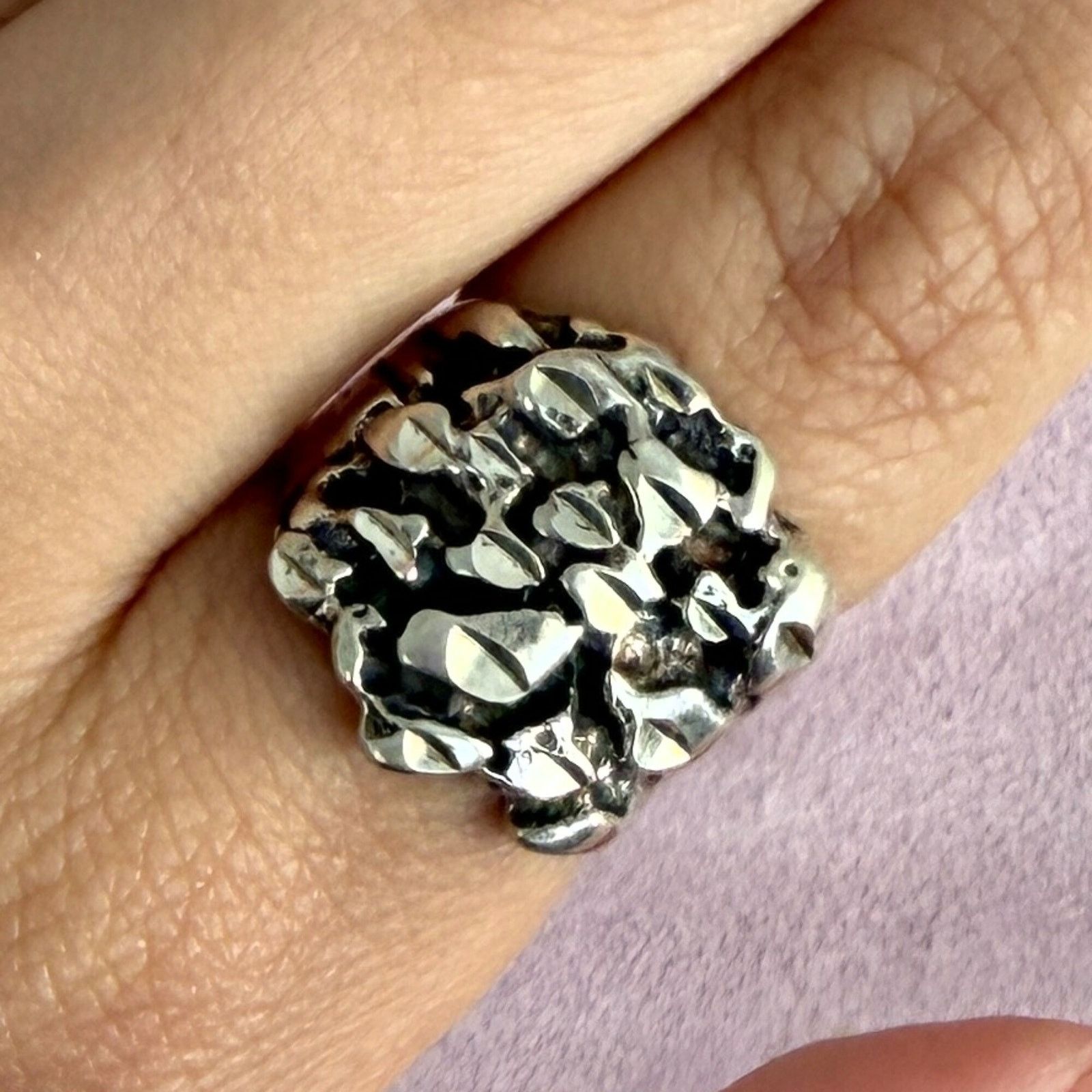 Sterling Silver sterling silver nugget style cigar band ring size 6.5 Size ONE SIZE - 1 Thumbnail