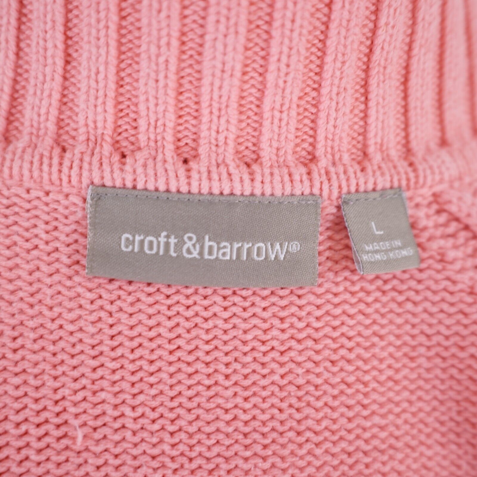 Croft & Barrow Croft & Barrow Pink Knit Full Zip Button Up Large Cotton Moc Size L / US 10 / IT 46 - 8 Thumbnail
