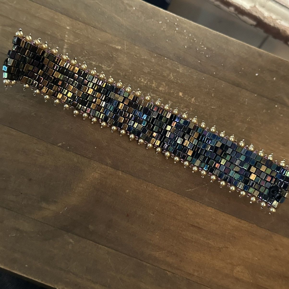 Other Wide woven peacock and gold beads snap bracelet Size ONE SIZE - 5 Thumbnail