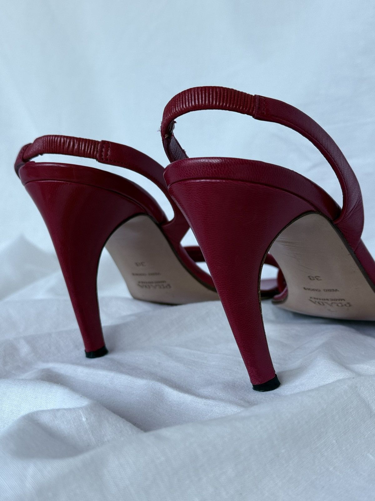 Prada Prada Vintage Red Leather Sandals Heels Size US 8 / IT 38 - 9 Thumbnail