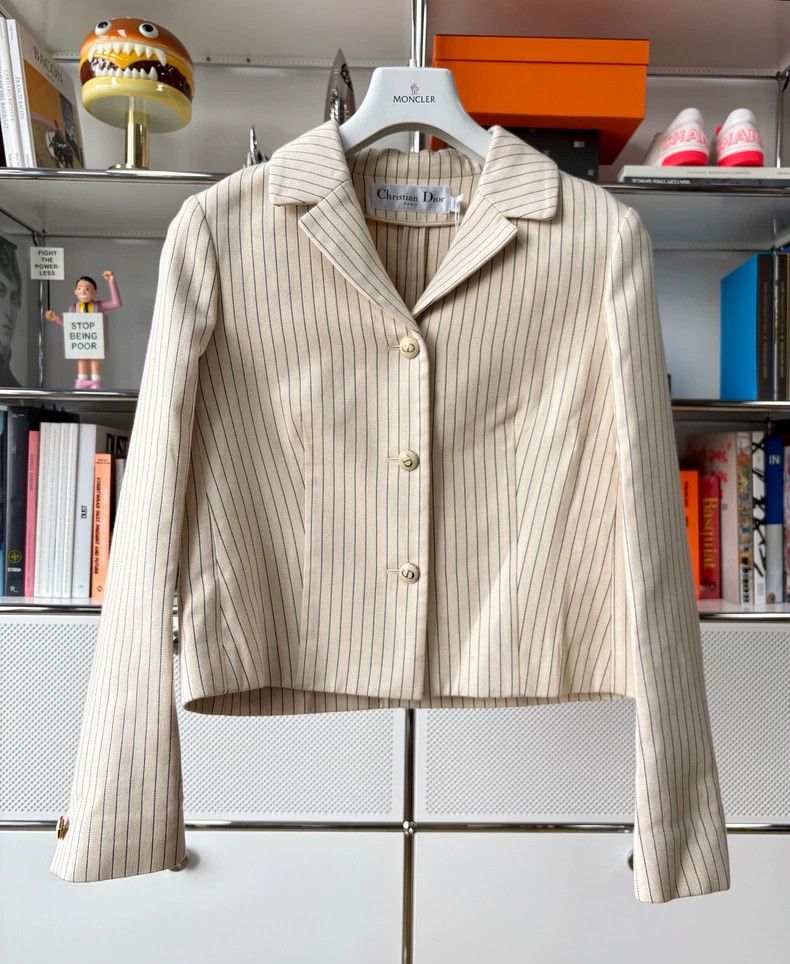 Dior Dior Cotton and mulberry silk white striped suit Size S / US 4 / IT 40 - 1 Thumbnail