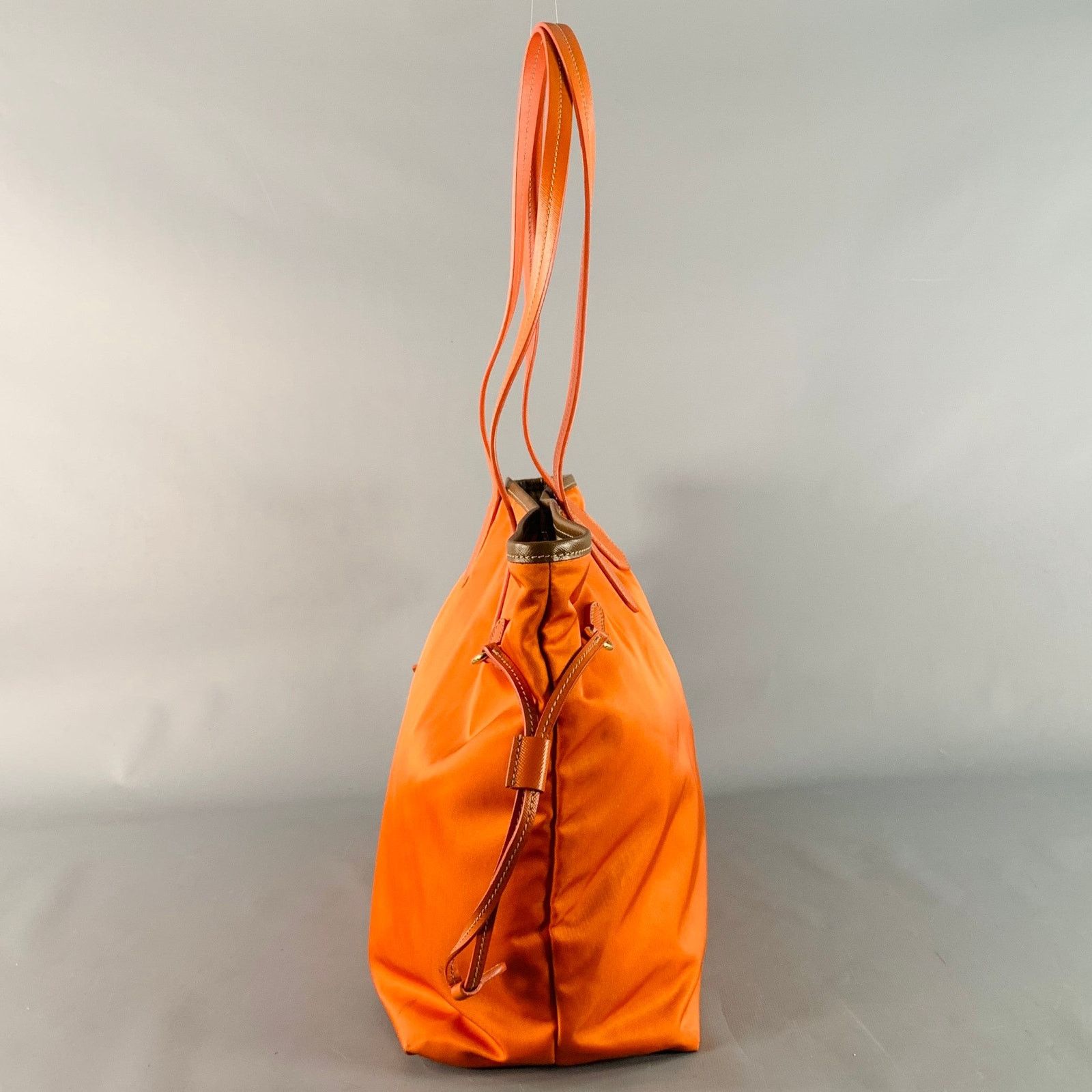 Prada PRADA Orange Gold Saffiano Nylon Leather Trim Tote Handbag Size ONE SIZE - 3 Thumbnail
