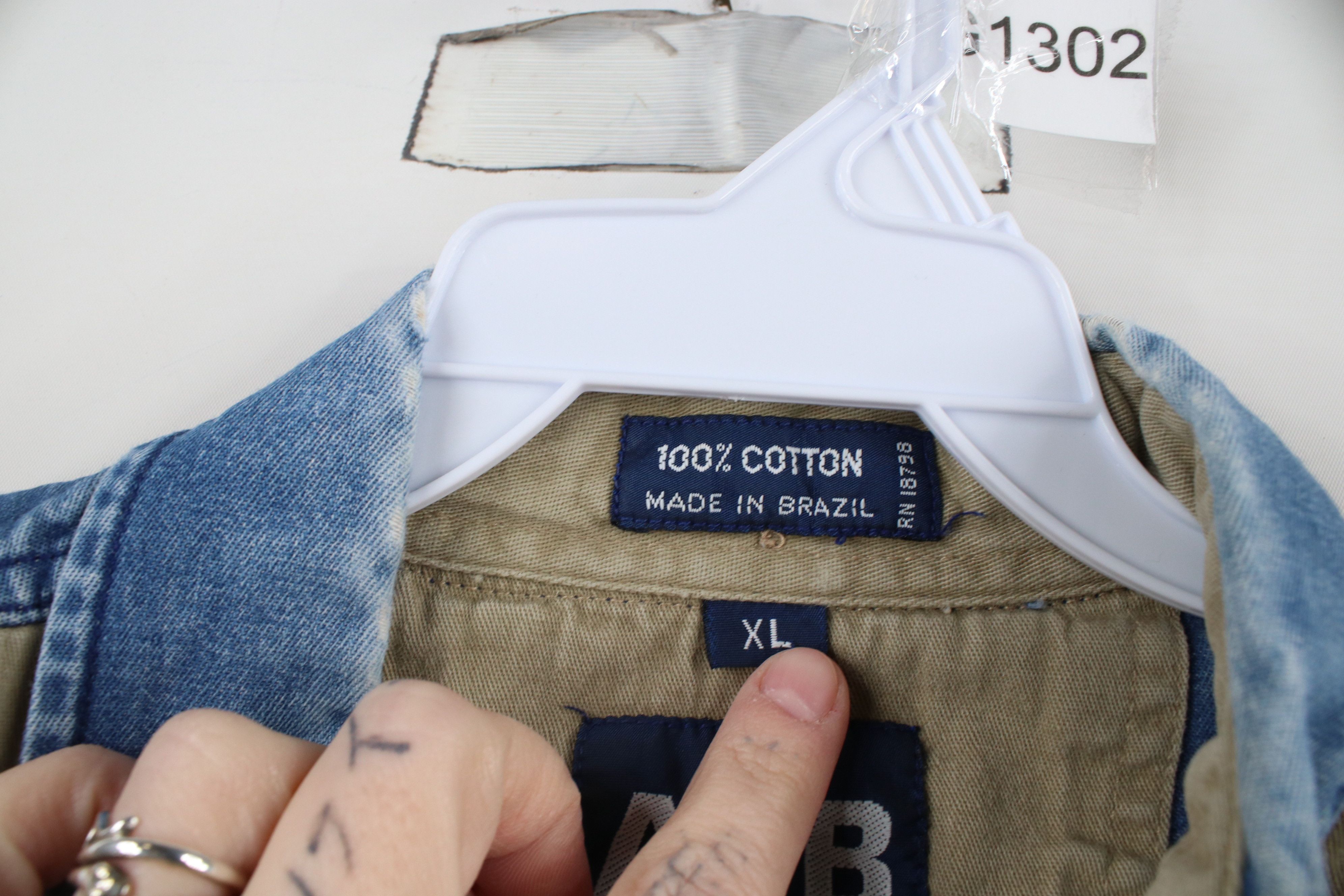 Vintage Vintage 90s Streetwear Block Denim Jean Button Down Shirt Size US XL / EU 56 / 4 - 11 Thumbnail
