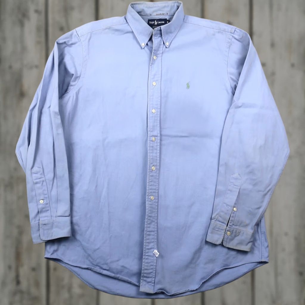 Polo Ralph Lauren VINTAGE Polo Ralph Lauren Button-Down Shirt Mens XL XLarge Blue 90s Classic Polo Shirt Men XL Blue Regular Size Shirt Size US XL / EU 56 / 4 - 1 Thumbnail