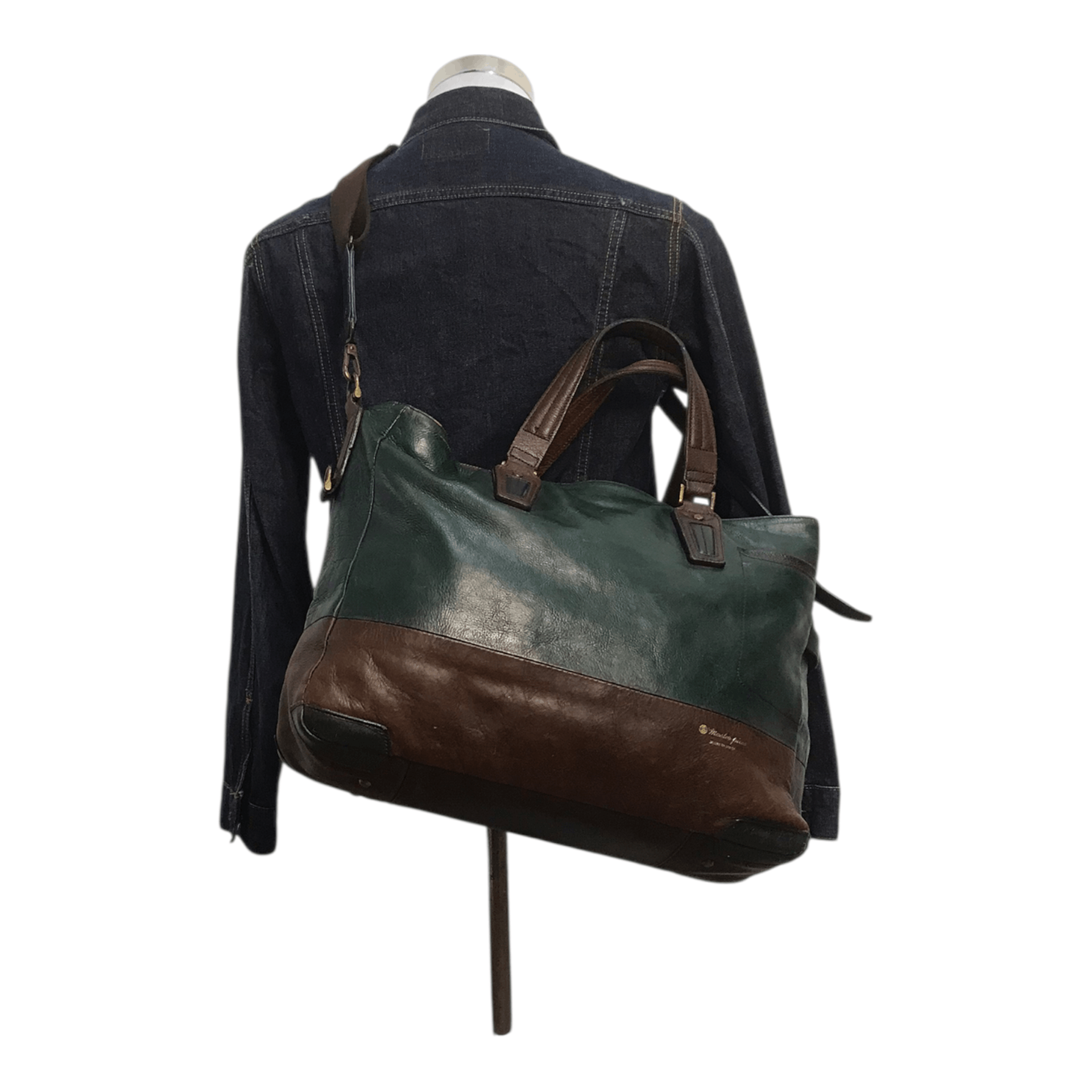MasterPiece Masterpiece Dark Green Leather Tote/Sling Bag Size ONE SIZE - 15 Thumbnail