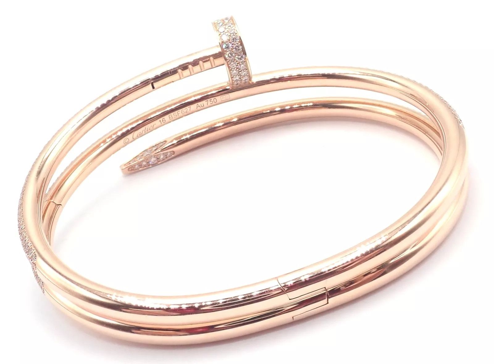 Cartier Nail 18k Gold Diamond Bangle Bracelet Size 16 Paper Size ONE SIZE - 4 Thumbnail