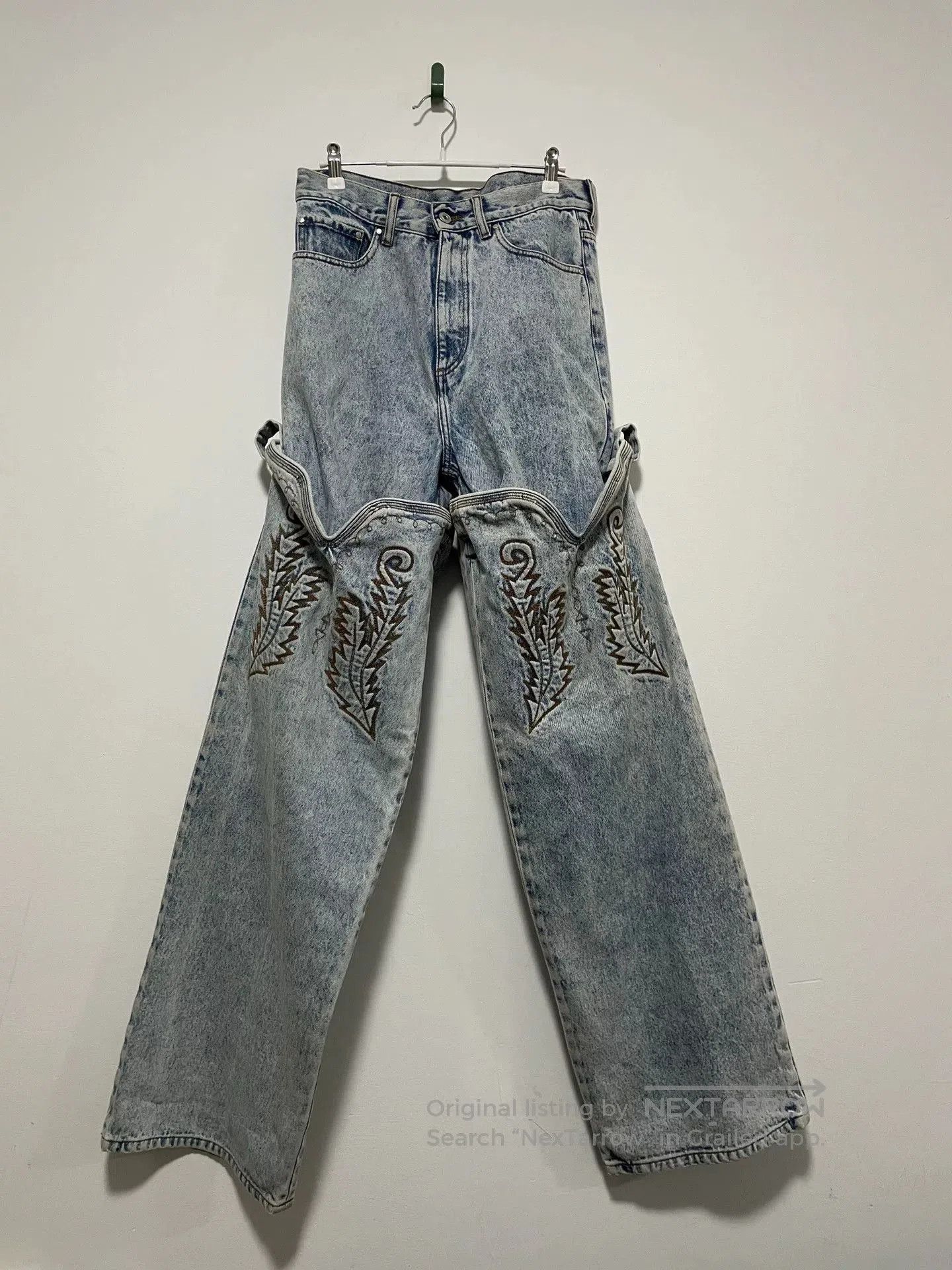 Y/Project Y Project Cowboy Cuff Embroidered Jeans. Size US 31 - 1 Thumbnail