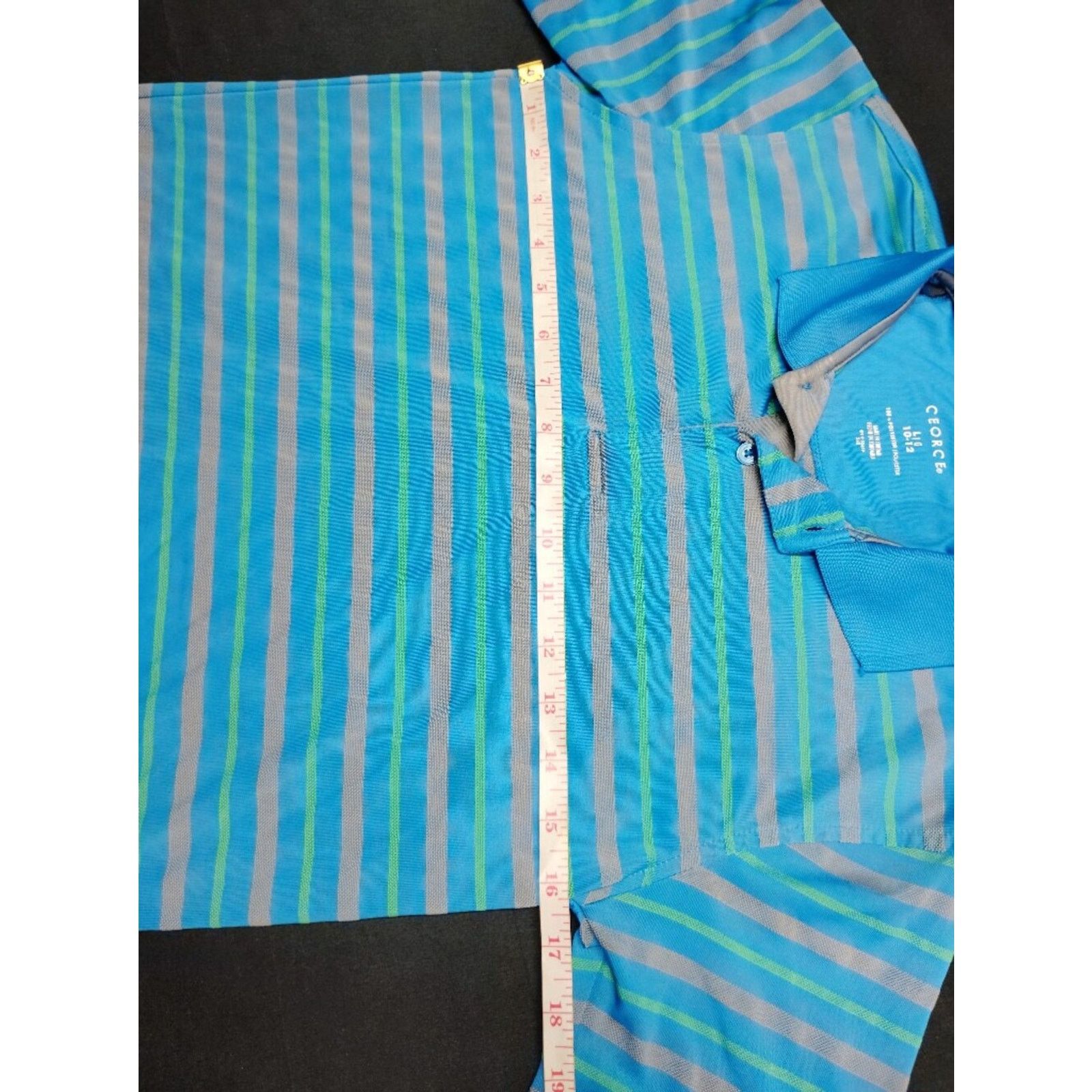 George George Polo Shirt in Aqua and Teal Stripes Size L / US 10 / IT 46 - 3 Thumbnail