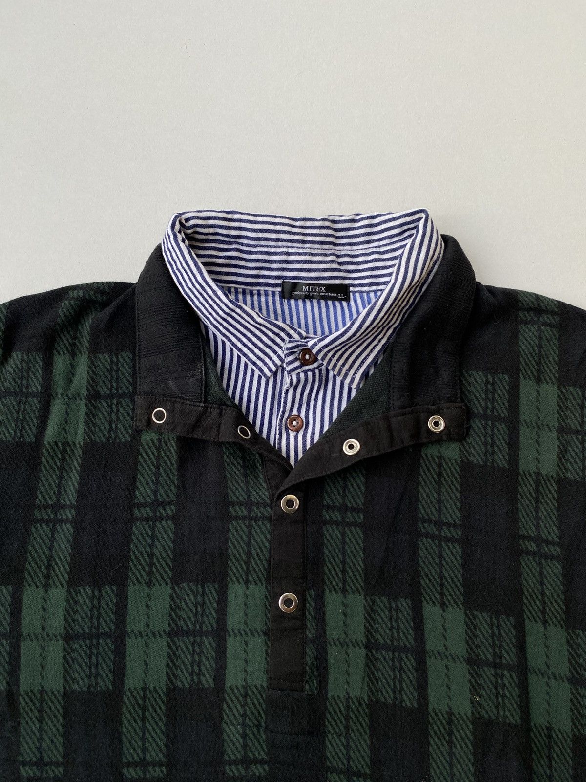 Japanese Brand Double Layers Tartan Longsleeve Tshirt Size US L / EU 52-54 / 3 - 3 Thumbnail