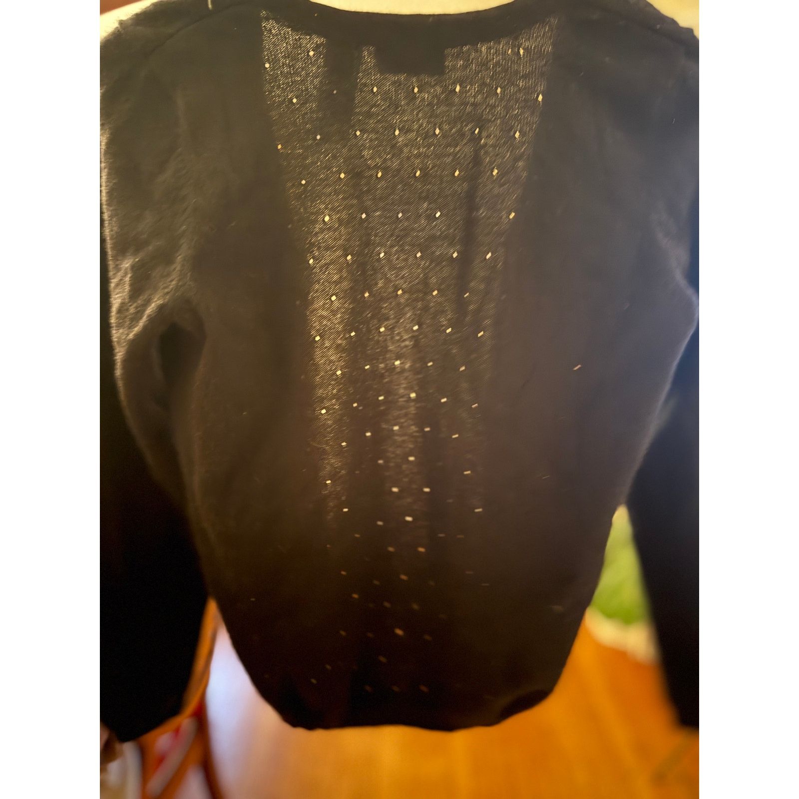 Liz Claiborne Liz Claiborne Cashmere Black Cardigan Dot Sweater PS Size L / US 10 / IT 46 - 3 Thumbnail