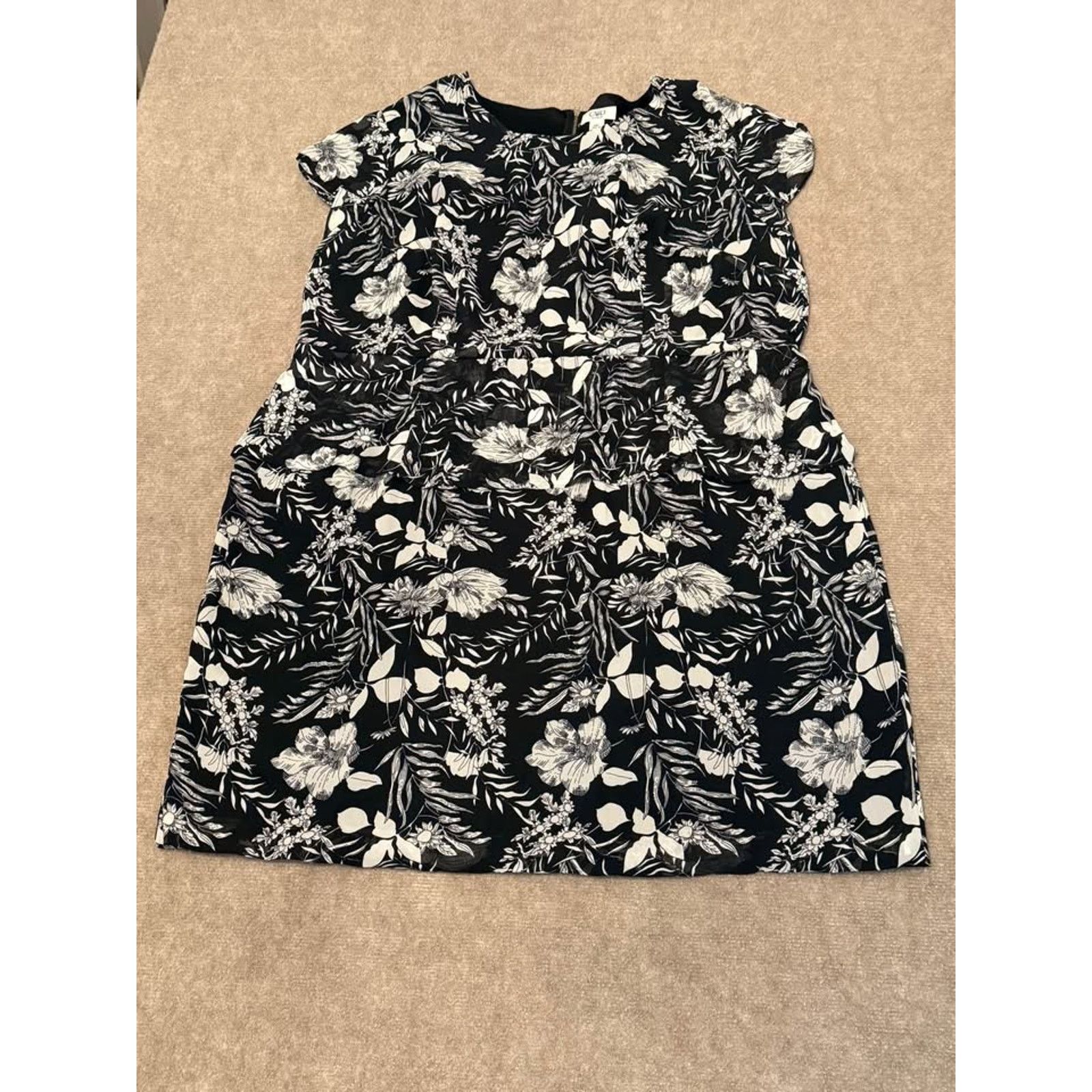 Other Cato Dress B/W Floral Sheer Overlay Sheath RuffleShortSleeve Size 4XL / US 24-26 - 2 Thumbnail