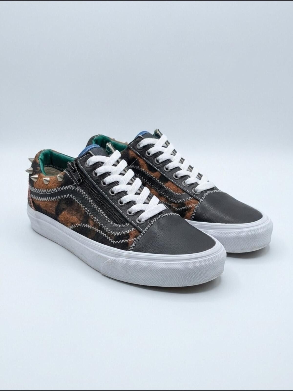 Vans Vans Black & Brown Leopard Low-Top Sneakers with Studs Size US 5.5 / IT 35.5 - 1 Thumbnail