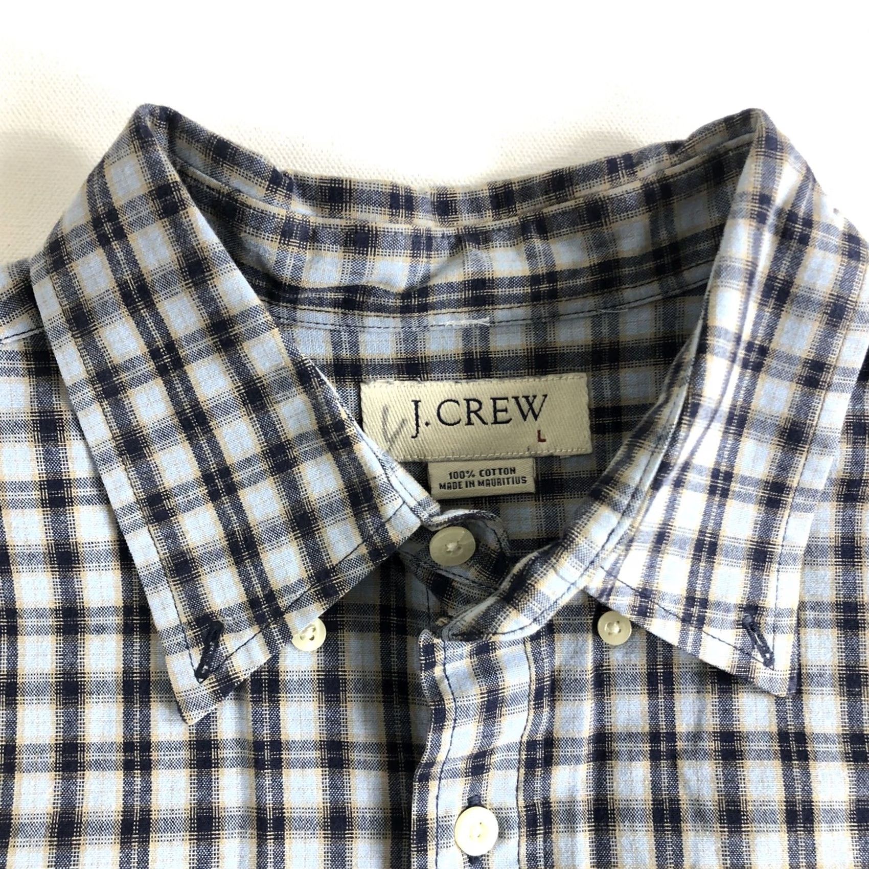 J.Crew J. CREW Shirt Long Sleeve Button Down Plaid Blue/Gray Mens Large Regular Shirt Size US L / EU 52-54 / 3 - 3 Thumbnail
