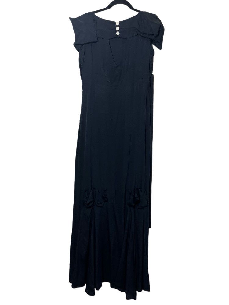 Other × Vintage Vintage 1940's Dark Blue Gown w White Bakelite Buttons Size M / US 6-8 / IT 42-44 - 2 Thumbnail