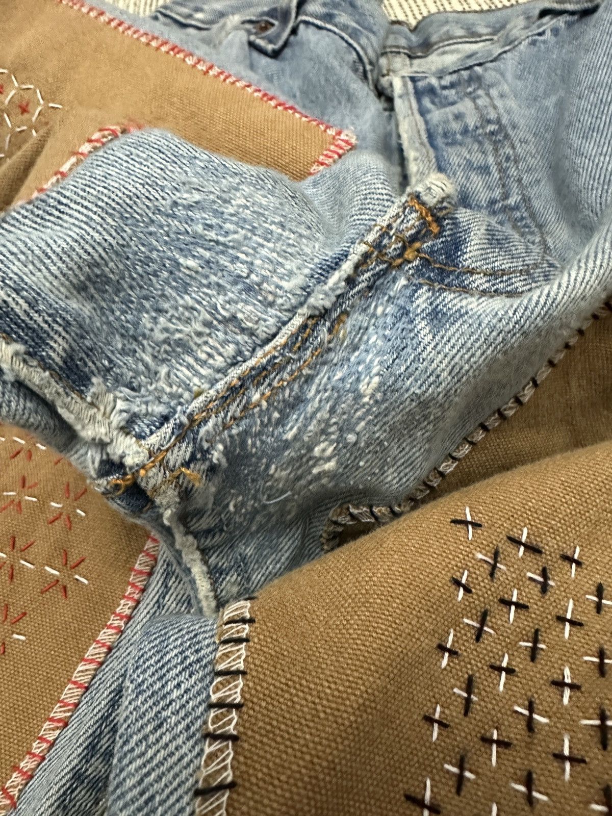 Levi's 🔥 Levis 501 Patchwork Sashiko Reworked Size US 34 / EU 50 - 10 Thumbnail