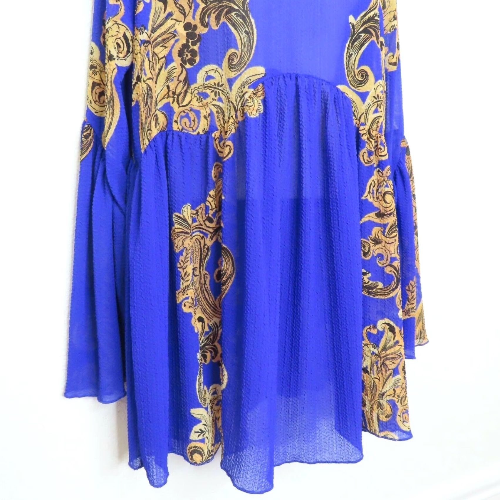 Free People Free People Women Small Symphony Slip Dress OB721476 Blue Gold Scroll Size S / US 4 / IT 40 - 4 Thumbnail
