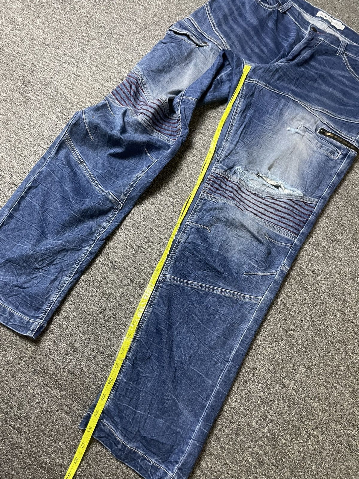 Japanese Brand × Vintage Blue B Brand Distressed Denim Biker Jeans (117) Size US 35 - 5 Thumbnail