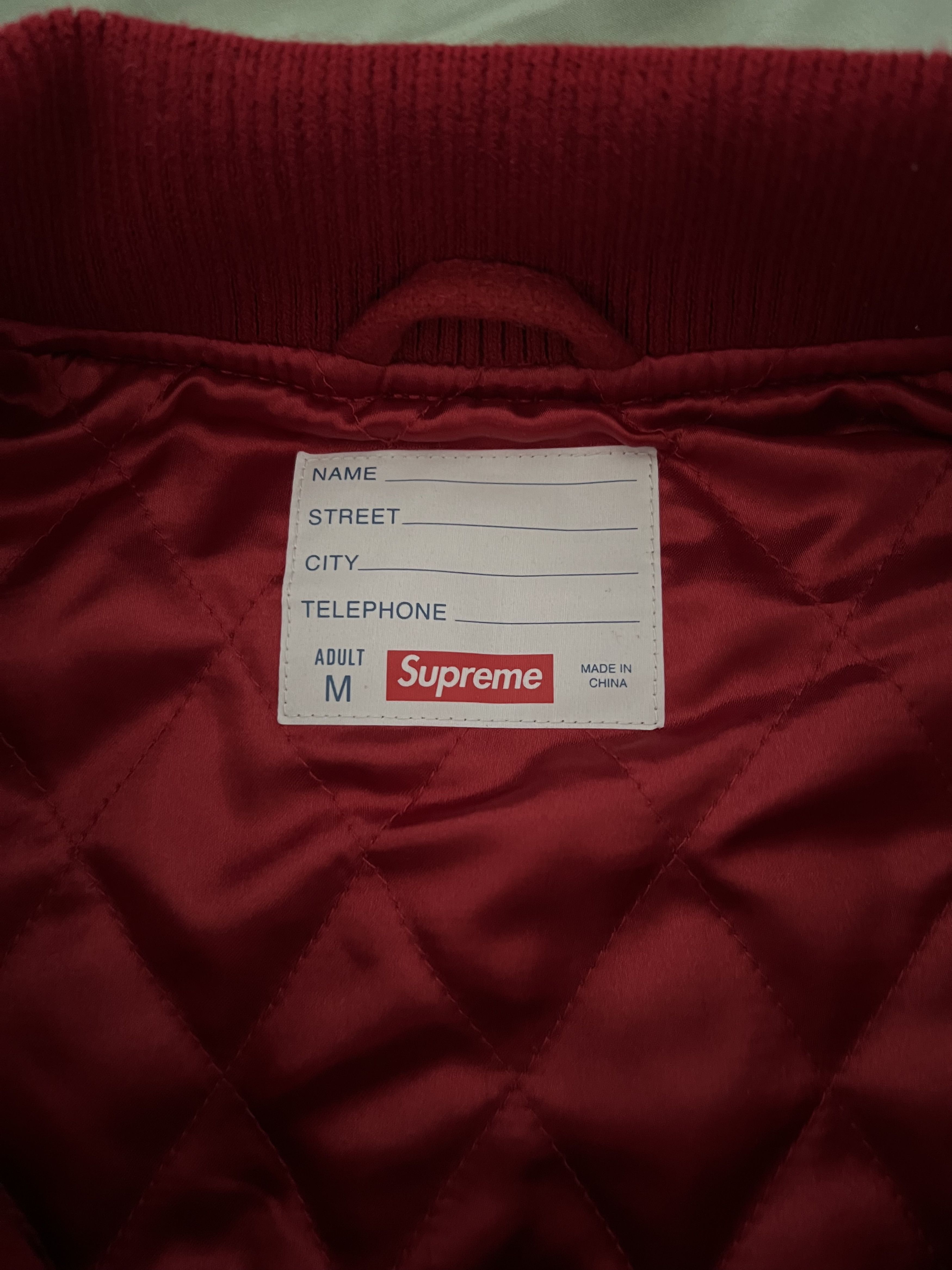 Supreme Supreme Big Logo Chenille Logo Varsity Jacket in Red Size US M / EU 48-50 / 2 - 8 Thumbnail