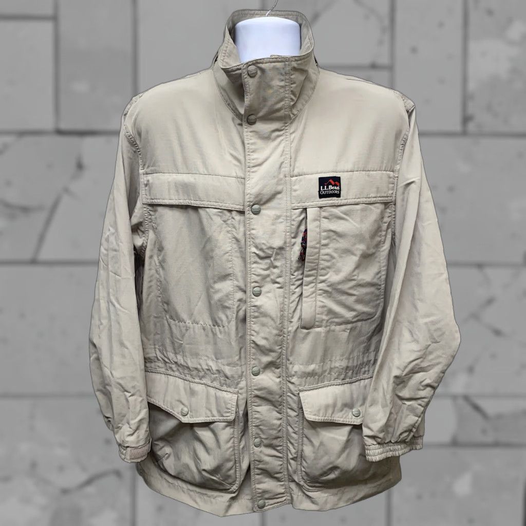 Vintage L.L. Bean Jacket Mens Outdoor Full Zip Nylon Beige Multi Pocket Size M Size US M / EU 48-50 / 2 - 1 Thumbnail