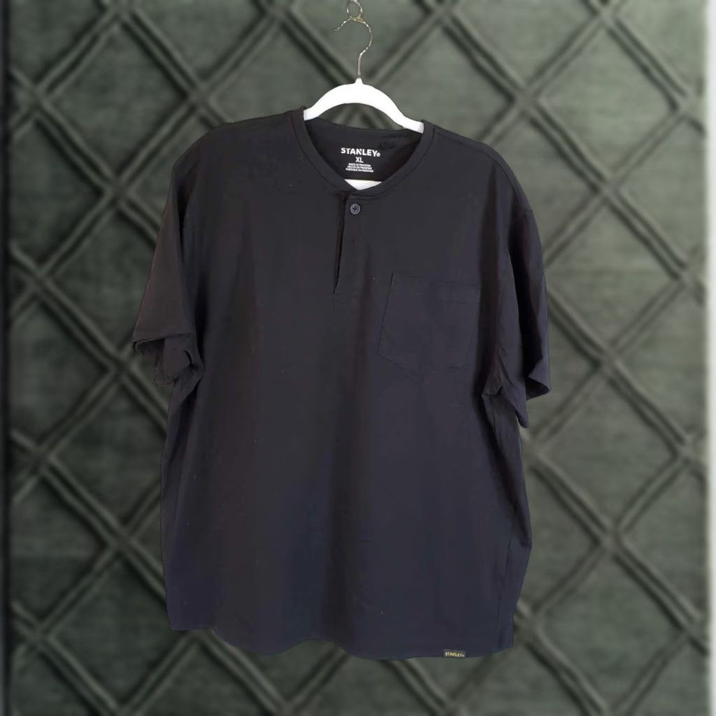 Vintage STANLEY Henley Pocket T Shirt Mens XL Black Workwear Size US XL / EU 56 / 4 - 1 Thumbnail
