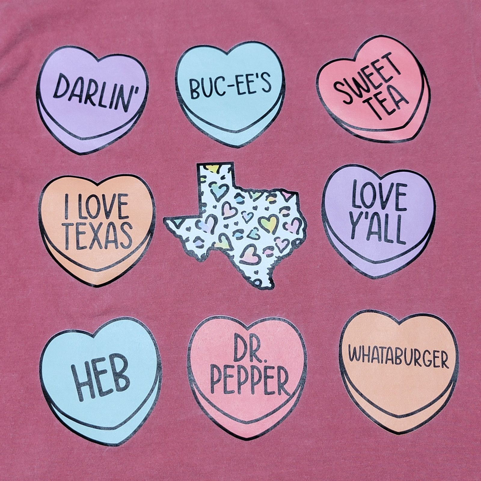 Comfort Colors Texas Landmark Hearts Red Tee (Comfort Colors) - Size Small Size S / US 4 / IT 40 - 2 Thumbnail