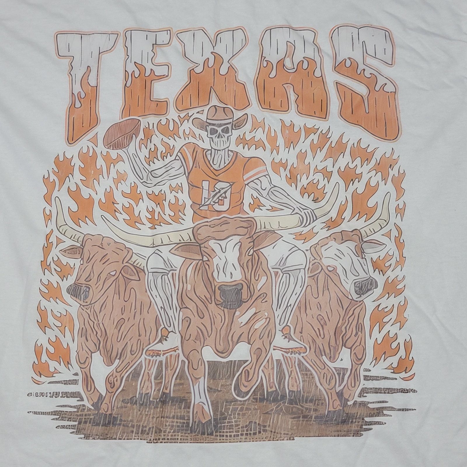 Gildan UT Texas Unisex Tee (Gildan) Skeleton Bulls Flames - Large Size US L / EU 52-54 / 3 - 2 Thumbnail