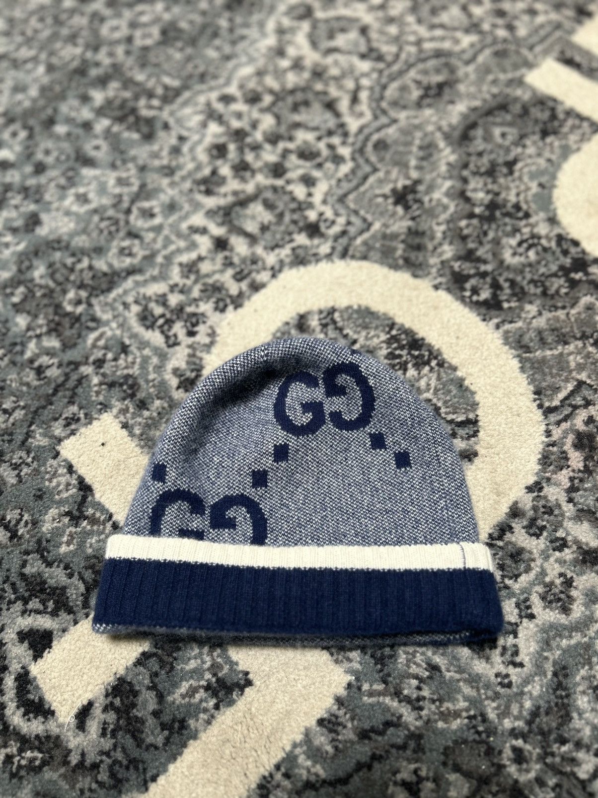 Gucci GG Knit Cashmere Blue Beanie