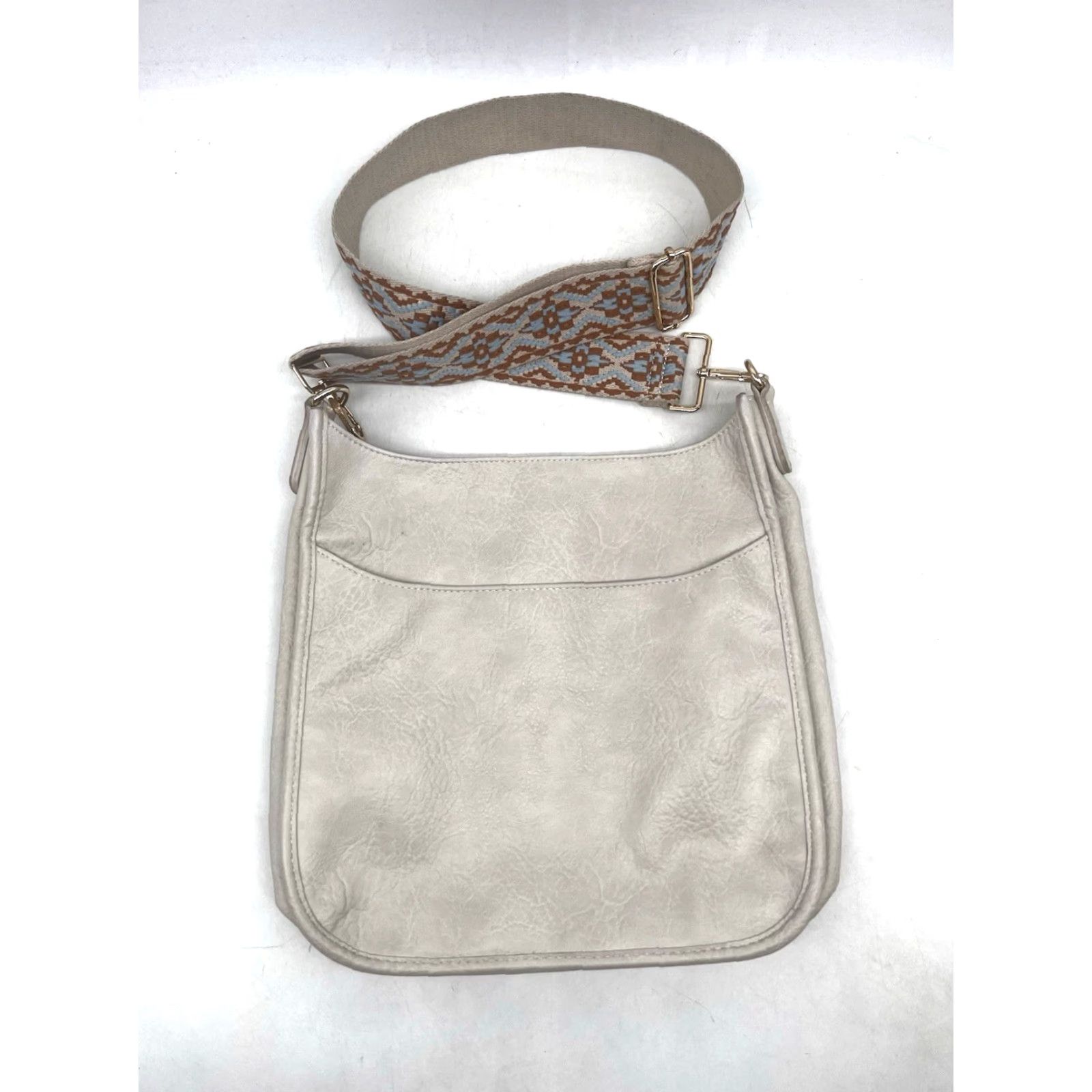 Vintage ahdorned Messenger Crossbody Bag Cream 12" x 13" Faux Leather Crossbody Women Medium Vintage No Size ONE SIZE - 2 Thumbnail
