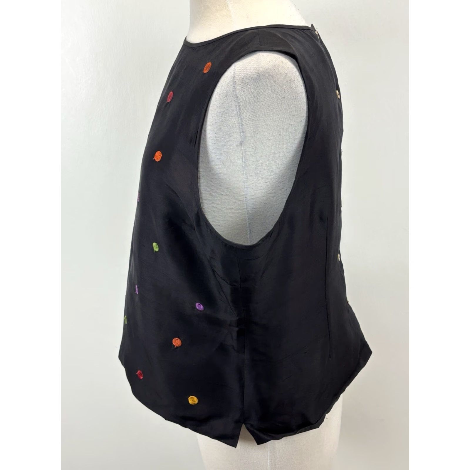 Vintage VINTAGE Robbie Bee Silk Blouse Top Women’s 16 Black Polka Dot Sleeveless Back Button Business Shirt Womens 16 Size XXL / US 16-18 / IT 52-54 - 2 Thumbnail