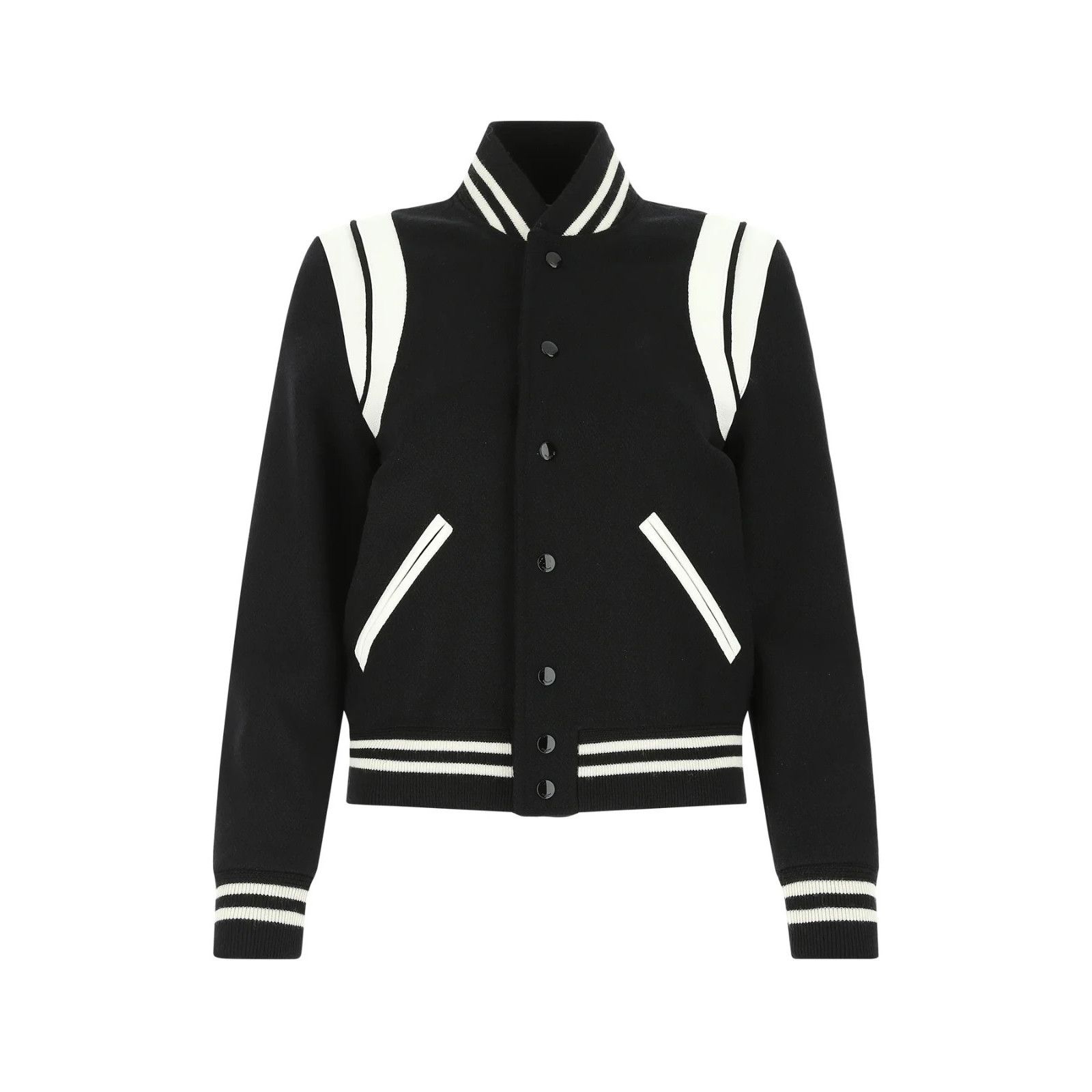 Saint Laurent Paris SAINT LAURENT Black Wool Blend Bomber Jacket New & Authentic Size ONE SIZE - 1 Thumbnail